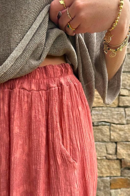Kiti Paisley Damask 7/8 Barrel Leg Pant Terracotta